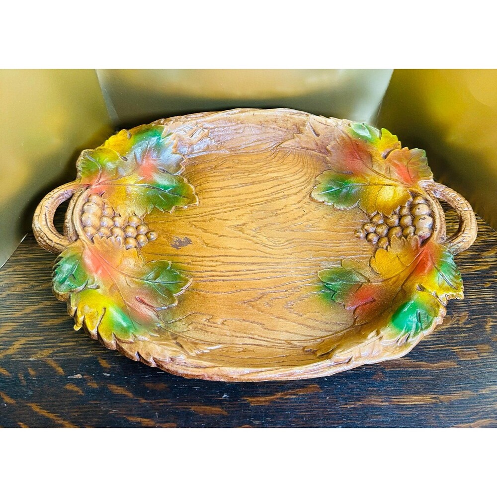 Mid Century Multi Products Inc USA Embossed Grape & Autumn Leaf Resin Platter